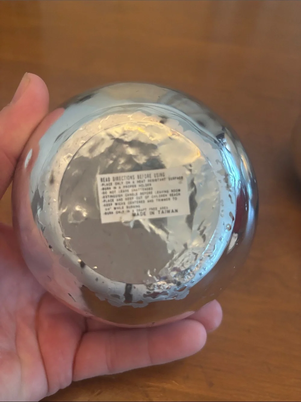 Set of 2 Metallic Silver Ball Candles Unscented Shiny Chrome Sphere 3